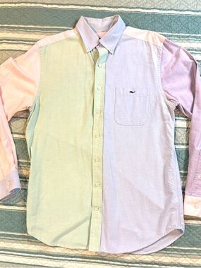 Vineyard Vines Slim Fit Tucker Shirt Button Down Color Block Rare Size Medium